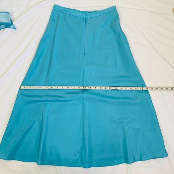 Fairycore Two Piece Dress Small Blue Striped Bustier Top Midi Skirt Prom Formal - Picture 8 of 8